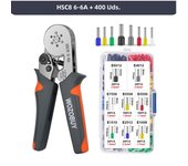 WOZOBUY Ferrule Crimping Tool Kit,HSC8 6-6A/6-4A Ratchet  Crimping Pliers, for Tubular Terminals,(Silver Head）