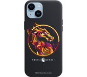 Funda original compatible con iPhone 14 Plus Negrocon diseño de Mortal Kombat Logo Fire