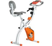 HOMCOM Bicicleta Estática Plegable Regulable en Altura Resistencia Magnética Ajustable Bicicleta de Ejercicio Fitness con Pantalla LCD y Asiento con Respaldo 97x51x115 cm