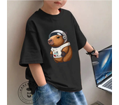 Adorable Kids Fashion Tee Capybara Illustration Perfect Summer Wear Soft Fabric Ideal Gift for Children All-in-one Base Shirt