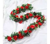 2pcs 10Heads Artificial Rose Silk Vine Flowers Wall Plants Fake Rose Flowers Rattan Garland Wedding Party Home Garden Decoration