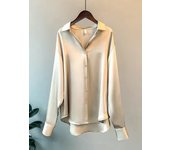 Casual Office Lady Silk Blouses Autumn Long Sleeve Button Up Shirt Women Elegant Winter Tops  Office Lady Acetate Blouse
