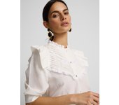 Silbon - Blusa escote volantes blanca