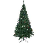 HOMCOM Árbol de Navidad Artificial Ignífugo con Adornos Decorativos Hojas de PVC Apertura Automática Soporte Metálico Decoración Navideña para Interiores Verde