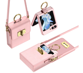 Luxury Premium Phone Bag for Samsung Z Flip 6 5 4 3 5G Case Slip Resistant Finger Ring Plain Galaxy Z Flip 5 4 3 Protection Bag