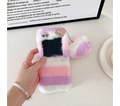Fur Plush Diamond Phone Case For Samsung Galaxy Z Flip 3 4 Cute Furry Love Heart Hard Shockproof Cover for samsung Z Flip 5