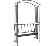 vidaXL Arco de jardín con banco hierro negro 128x50x207 cm
