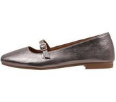 Top 3 Sandalia Plana Mujer Gris Cuero 23782 Tacón Plano