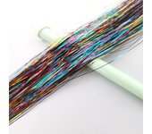 93/120cm Sparkle Synthetic Hair Extensions Tinsel Rainbow Colored Strands Girls Headwear Hairbinge Hair Laser False  Decor