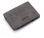 Men Ultra Thin PU Leather Mini Small Magic Wallet with Zipper Coin Pocket Purse Women Pouch Plastic Credit Bank Card Case Holder