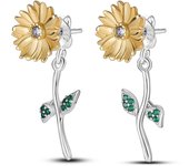 Hot Sale Fashion 925 Silver Earrings Sunflower Flower Four-Leaf Clover Island Spring Series Earrings Ladies Exquisite Birthday