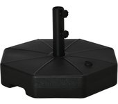 Outsunny Base para Sombrillas Rellenable de Agua 28 kg o Arena 40 kg Soporte de Parasol Octagonal Apto para Postes de 38mm 48 mm para Jardín Terraza Ø60x36 cm Negro