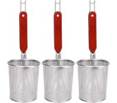 3 piezas de olla para pasta de acero inoxidable con mango de madera, colador de malla para cocina, espumadera para pasta