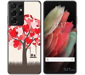 Tumundosmartphone Funda Gel Tpu para Samsung Galaxy S21 Ultra 5G diseño Pajaritos Dibujos