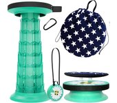 Taburete telescópico de 52 cm con cojín, Taburete portátil para Acampar, Capacidad más Resistente de 250 kg, Taburete Plegable retráctil Ligero Ajustable para jardín, Pesca, Senderismo