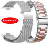 2 Pack Metal Strap For Huawei Watch Fit 3 Milanese Loop Band Stainless Steel Watchband For Huawei Watch Fit3 Breathable Bracelet