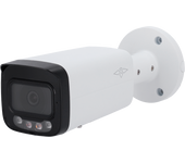 Cámara Bullet IP gama Pro - Resolución 8 Mpx (3840x2160) - Lente 3.6 mm  - Dual Light: IR (60 m) + luz blanca (50 m) - Micrófono integrado | Audio | Alarmas | MicroSD - Funciones Inteligentes: IVS, SMD | IP67