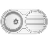 Fregadero de Cocina Encastrar Encimera Redondo 84x44  1 Seno y 1 Escurridor  Reversible Sin Agujero Grifo  Acero Inoxidable AISI 304  Fabricado en Europa