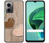 Funda Silicona para Xiaomi Redmi 10 5G diseño Corazones Madera Dibujos