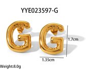 Encanto Pendientes de acero inoxidable de verano con combinación DIY de 26 letras irregulares y gordas , accesorio de joyería chapado en oro, material A-Z letras gruesas