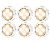 Luz LED para gabinete a batería (con adhesivo), luz nocturna LED para gabinete de cocina (con control remoto), luz de botón de color (para vitrinas y estantes), paquete de 6