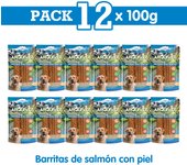 PACK 12 unidades - Barritas de salmón con piel 100 g - Snacks naturales