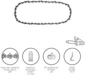 Cadena Motosierra 3/8 / 0.050 1,3 mm. / 40 Eslabones / 91 P