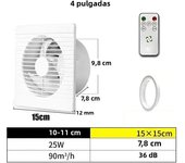 220V 4/ 6/ 8 Inch Remote Control Window Wall Exhaust Fan for Bathroom Toilet Kitchen Air Ventilation with Timing Function