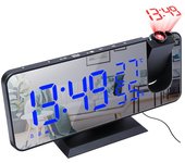 Reloj despertador inteligente Digital LED, dispositivo electrónico de escritorio con Radio FM, USB, proyector de tiempo de 180 °