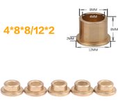 5Pcs Flanging Self-Lubricating Bearing Powder Metallurgy Oil Copper Bushing Guide Sleeve With Stepped Flange Hardware