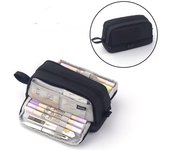 Large Capacity Pencil Case Simple Solid Color Stationery Box Double Layer Multifunctional Pen Pouch Students School Supplies
