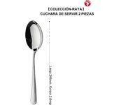 Mr.Spoon Serie Raya Cuchara y Tenedor de servir 2, 6 o 12 piezas,Acero inoxidable 18/0,Plateado,Económico y funcional,Cuchara y Tenedor de servir largo 248mm,Mango monobloque,Apto para lavavajillas,Empaque ecológico. Ideal para casa,hotel,restaurante
