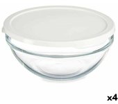 Fiambrera Redonda con Tapa Pasabahce Chefs Blanco 1,7 L 21 x 9 x 21 cm (4 Unidades)
