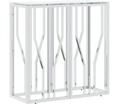 vidaXL Mesa consola acero inoxidable y vidrio 70x30x70 cm Plateado, Dorado, Plateado y blanco Mesa de sofá Mesa de Entrada para Salón Consola de Entrada Mueble Recibidor Mesita Mesa auxiliar Salon