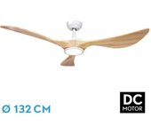 FABRILAMP Ventilador DC Viana 18W Blanco/Haya 3 Aspas 132D Regulable Intensidad