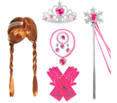 New Halloween Party Cosplay Costume Accessories Girls Anna Elsa Wig Braid Princess Crown Gloves Magic Wand Necklace Jewelry Set