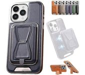 Symmetry Funda de cuero de lujo para teléfono con cinta magnética extraíble, funda de cuero para teléfono con tarjetero, funda de carga magnética inalámbrica para iPhone 15 14 13 12 Pro Max (azul, para 13 Pro Max)