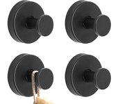 Paquete de 4 Ganchos negros con Sucker (sin taladros), Ganchos de par extrafuerte, para baño, Cocina y Ventanas Lisas.