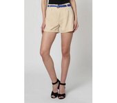 LOVE & MONEY Pantalón Corto Mujer Corte Chino con Cinturón y Bolsillos Decorativos Beige