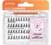 Amma SoloLashes Knot-Free Double Flare Short Pestañas Postizas en Grupos sin Nudo - 56 Pestañas Individuales Tamaño Pequeño x2 Volumen