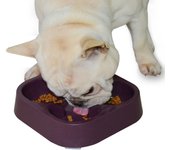 Cuenco de Perro de comida slow saludable para Bulldog Francés-Divertida Alimentación anti-asfixia Perro Gato Comida y Agua Tazón (Trébol Café)
