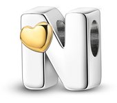 New 925 Sterling Silver Cute Gold Lucky Heart 26 Letter Series Charms Beads Fit Pan Original Bracelets DIY Gifts Fine  Jewelry