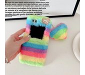 Fur Plush Diamond Phone Case For Samsung Galaxy Z Flip 3 4 Cute Furry Love Heart Hard Shockproof Cover for samsung Z Flip 5