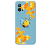 Funda Silicona Líquida Azul para Vivo Y55 5G diseño Abeja Dibujos