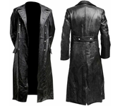 MEN'S GERMAN CLASSIC WW2 MILITARY UNIFORM OFFICER BLACK LEATHER TRENCH COAT