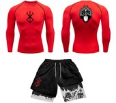 Anime 3D Printed Men's Compression Set short Sleeve Gym Top+Workout Shorts Quick Drying Breathble Athletics Rash Guard Set
