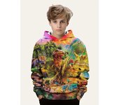 Ferocious Dinosaur World Digital Print Children's Pullover Tyrannosaurus Rex Jurassic Park Fashionable Boys Hoodie Long Sleeve