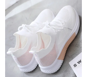 Women Shoes 2022 Spring White New Breathable Sports Mesh Versatile Summer  Hollow Walking Flying Woven No-slip Ladies Sneakers