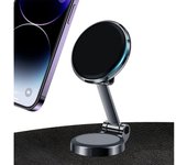 Soporte magnético para teléfono para automóvil, [actualizado con 10 imanes potentes] nuevo soporte magnético plegable para teléfono para automóvil de aleación [rotación de 360°] (diámetro 4,5 cm)