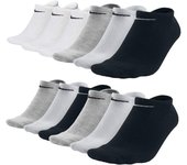 Pack de 12 calcetines Nike Everyday SX7678, perfectos para uso diario con zapatillas, transpirables y cómodos, en colores blanco, gris y negro, talla XL.